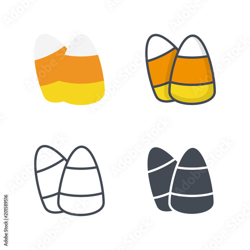 Billede på lærred Candy corn halloween vector icon flat silhouette colored line