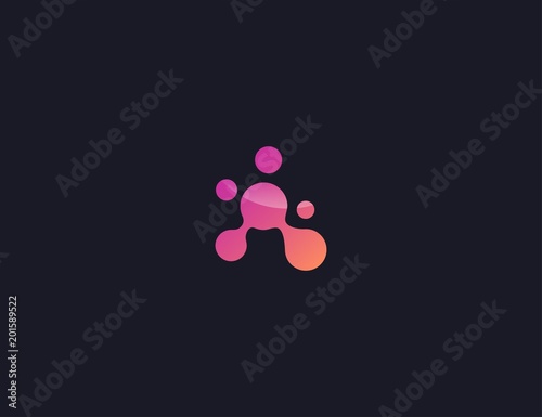 absreact letter A dot logo design template photo