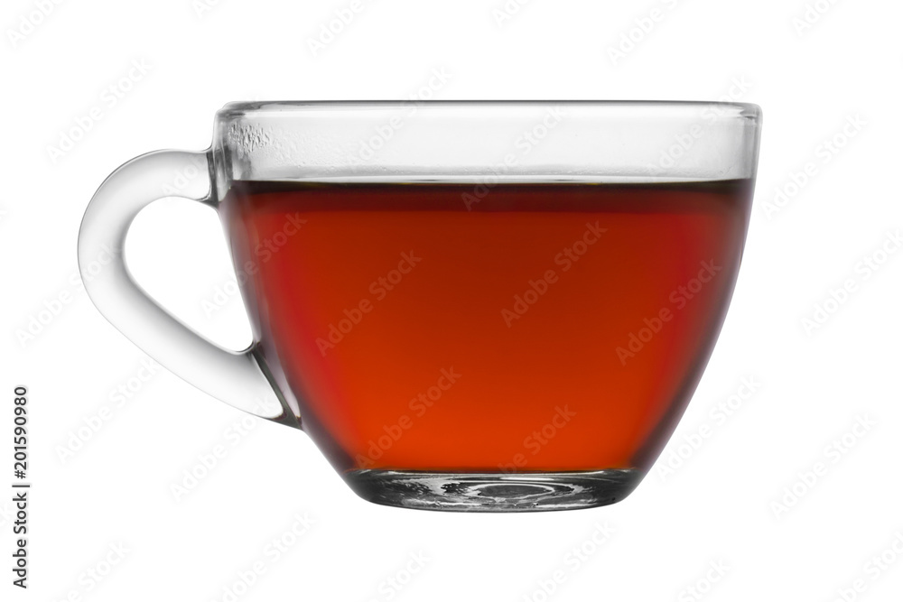 transparent cup of tea from a glass, isolated on white background transparent cup of tea from a glass, isolated on white background