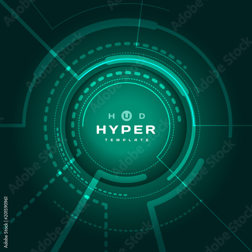 Hud hyper template design futuristic hi-tech green background