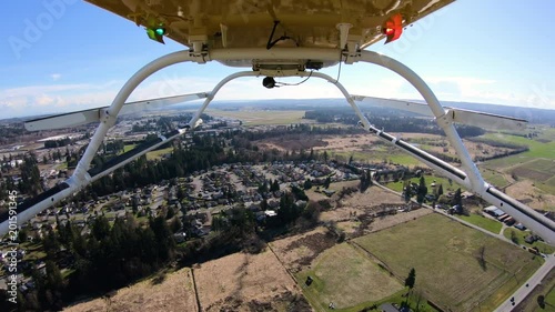 Flying Helicopter Above Suburbs Housing Neighborhood Western Washington Valley photo