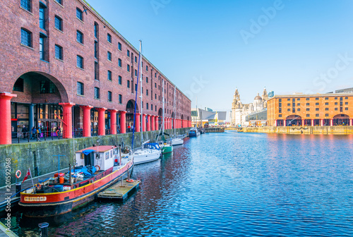 Albert dock in Liverpool during a sunny day, England photo