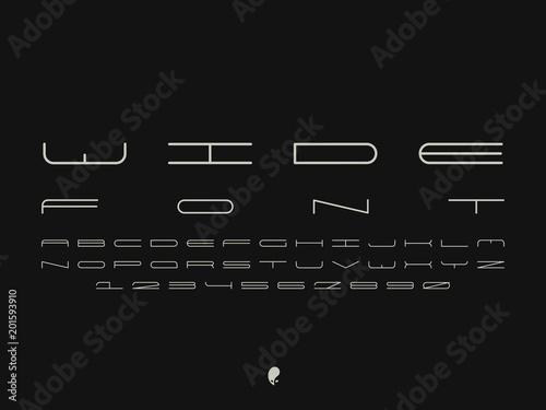 Wide font. Vector alphabet 