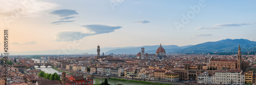 Florence cityscape panoramic view at sunset - Tuscany, Italy 