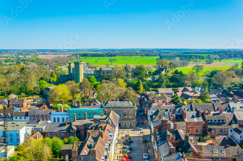 Aerial view of the Warwick castle, England