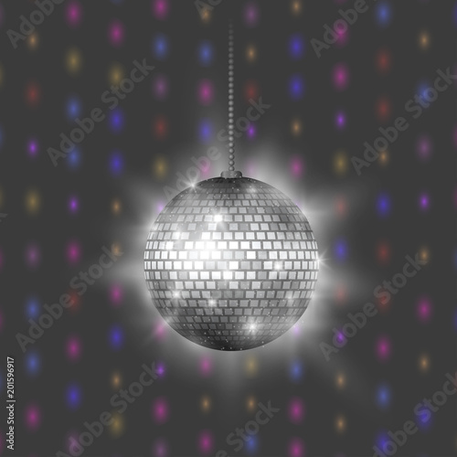 Disco ball discotheque music party night club dance equipment vector illustration.