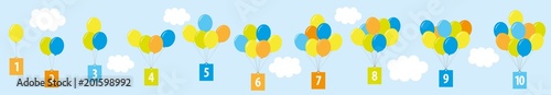 balony z cyframi 1-10 / plansza edukacyjna dla dzieci/ matematyka-liczenie