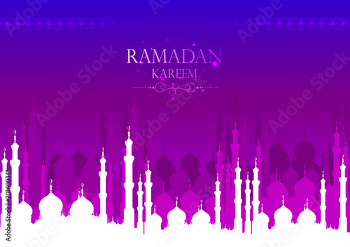 Ramadan Kareem Greetings for Ramadan background with Islamic Mosque