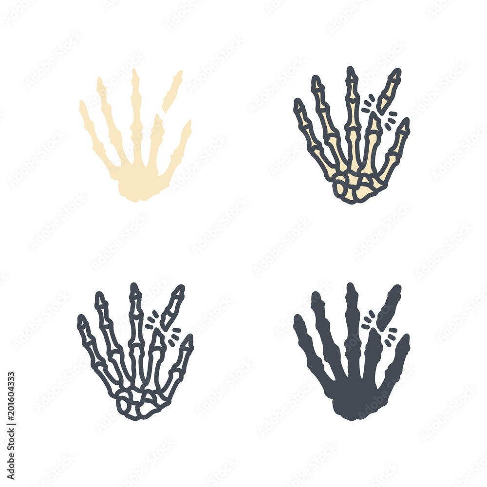 Fototapeta premium Finger broken bone medical icon vector flat silhouette colored line