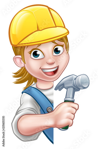 Cartoon Woman Builder Carpe...