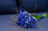 Beautiful blue iris flowers in a bouquet