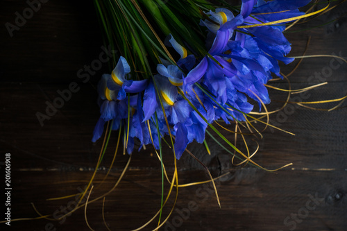 Fototapeta Naklejka Na Ścianę i Meble -  Beautiful blue iris flowers in a bouquet