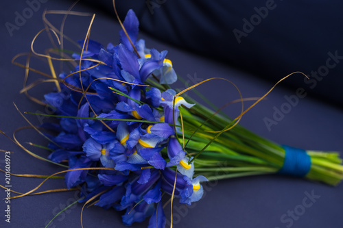 Fototapeta Naklejka Na Ścianę i Meble -  Beautiful blue iris flowers in a bouquet