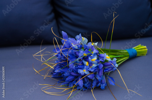 Fototapeta Naklejka Na Ścianę i Meble -  Beautiful blue iris flowers in a bouquet