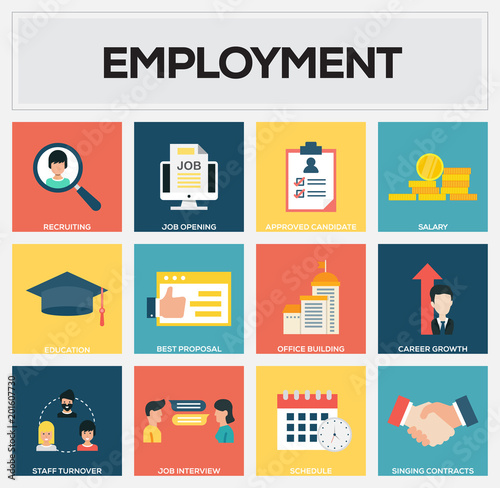 Employment Flat Icon Set