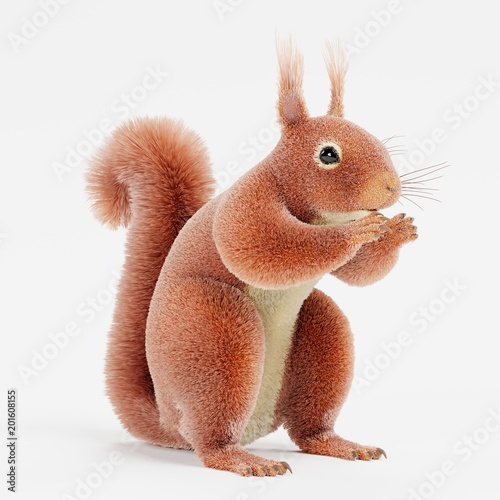 Realistic 3D Render of Squirrel photo