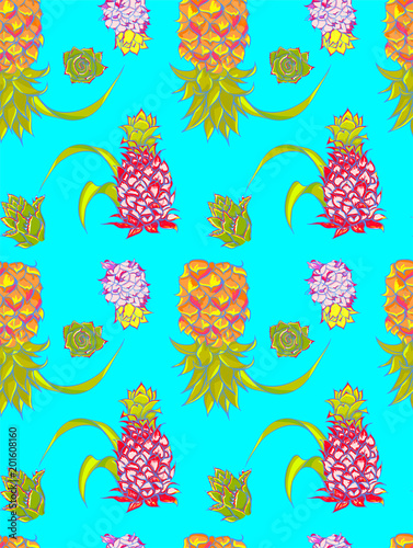 Tropical background with pineapple pattern.