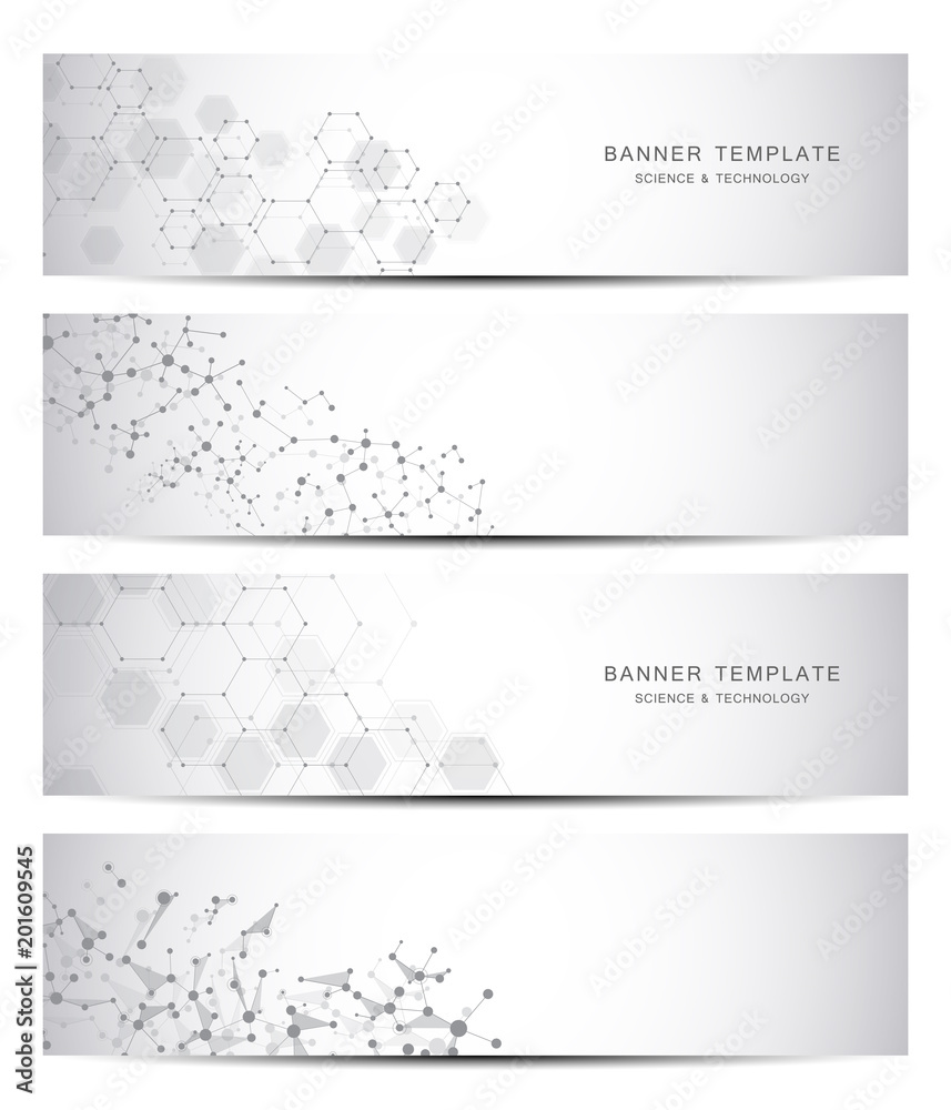 Fototapeta premium Science and technology banners. Molecular and chemical structure.