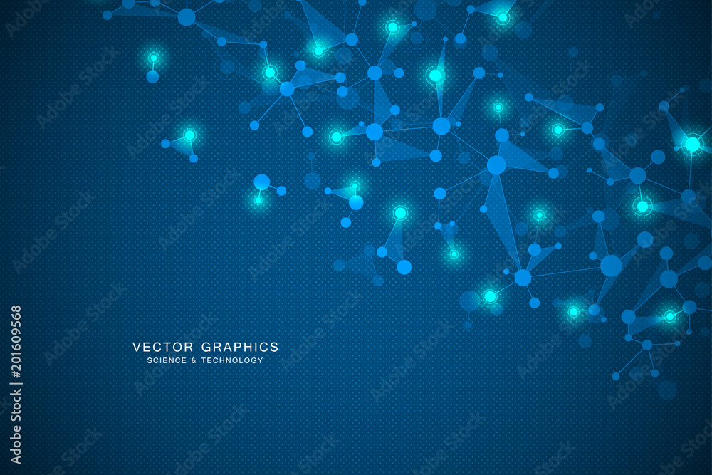 Fototapeta premium Molecular structure background. Genetic and science research.