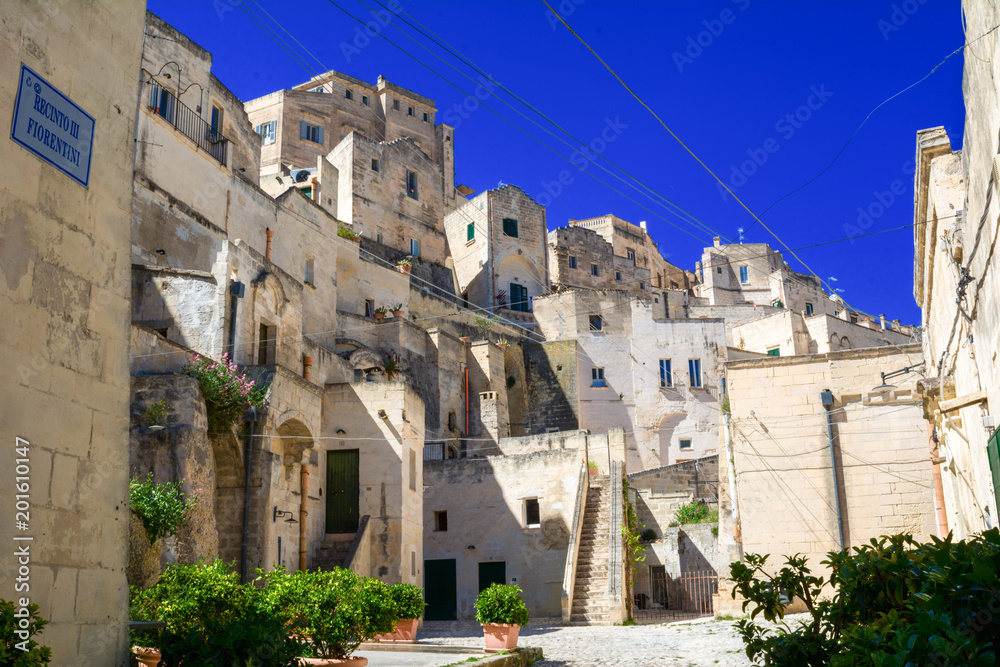 Horizontal View of the Landscape of the City of Matera. Matera, South of Italy