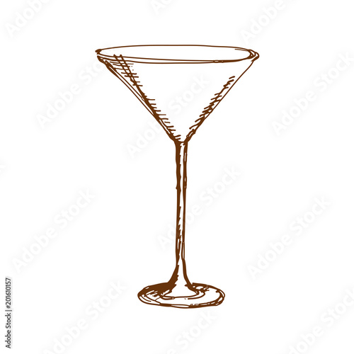 Hand drawn martini glass. Sketch, vector illustration.