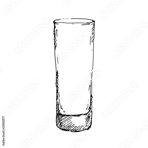 Hand drawn highball glass. Sketch, vector illustration.