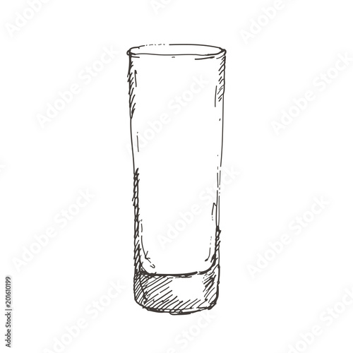 Hand drawn highball glass. Sketch, vector illustration.