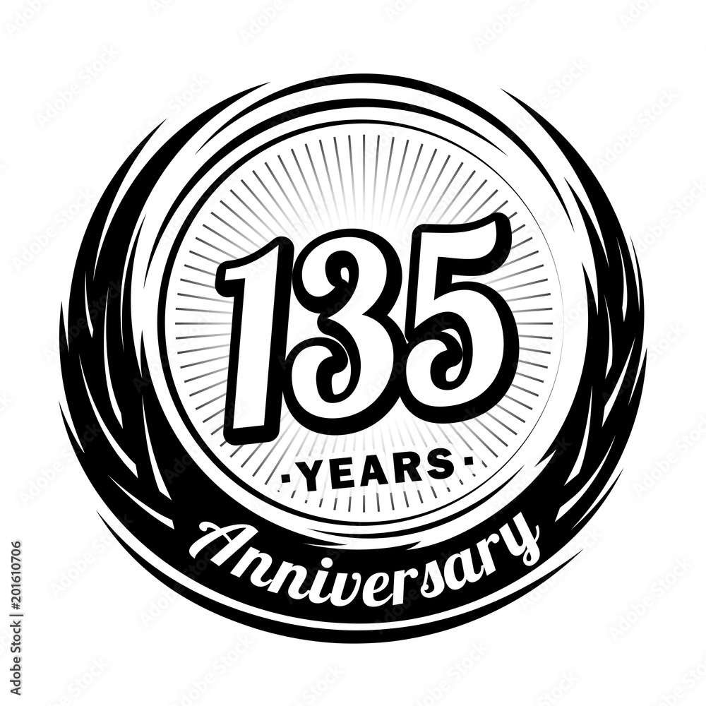 135 years anniversary. Anniversary logo design. 135 years logo
