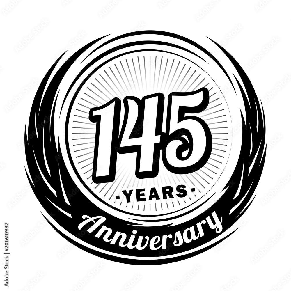 145 years anniversary. Anniversary logo design. 145 years logo