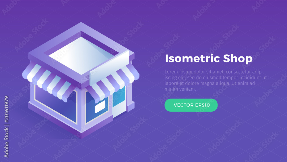 Shop building isometric vector illustration Shop building isometric vector illustration