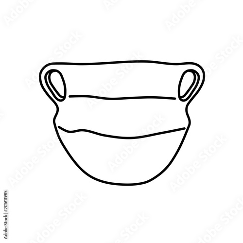Archaeological object, prehistoric pot, schematically depicted, black and white, icon, logo, vector illustration 
