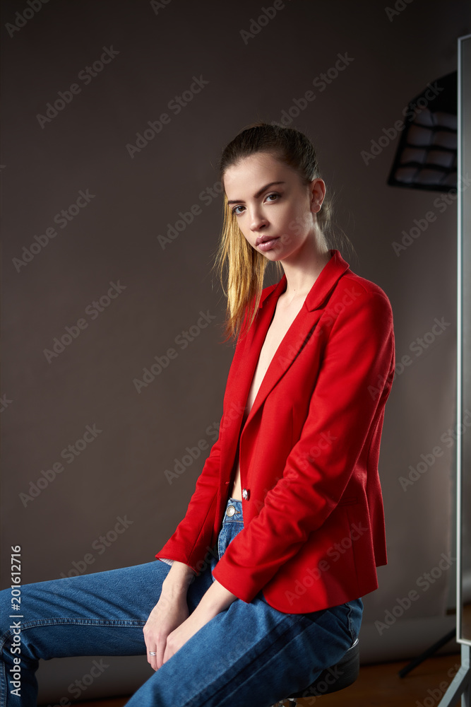 Girl Red Dress Poses Girl Interior Stock Photo 581022316 | Shutterstock