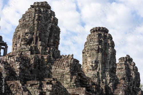 Faces of Bayon temple in Angkor Thom at Siemreap, Cambodia.