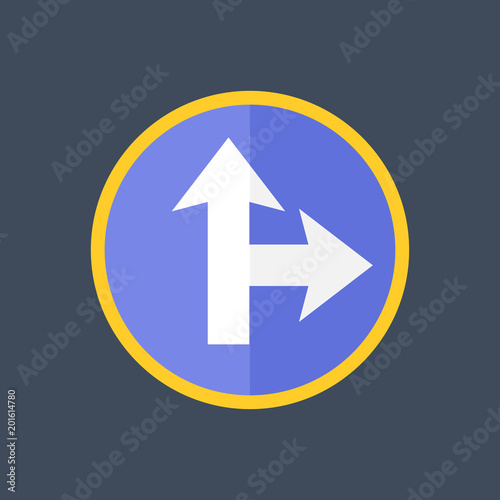 Free Download Straight and right ahead - road sign - GFXLoad