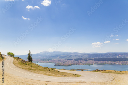 Giannena or Ioannina city panorama in spring photo