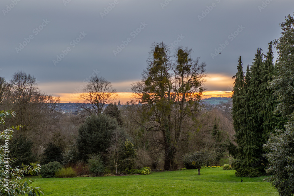 Sunset against the skyline of the city of Oxford Sunset against the skyline of the city of Oxford