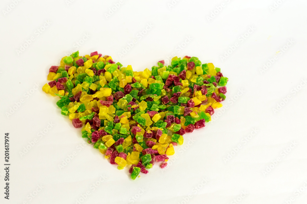 candied fruits close-up of different colors