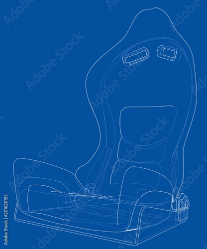 Car seat outlined vector rendering of 3d