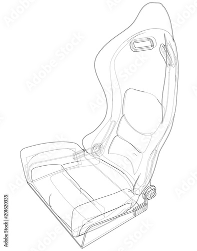 Car seat outlined vector rendering of 3d