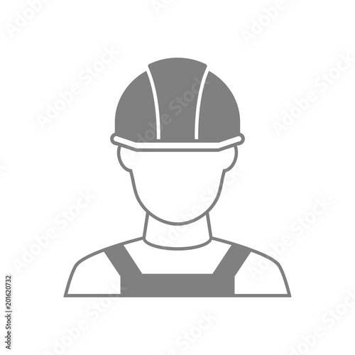 Builder in hemlet icon. Vector Illustration