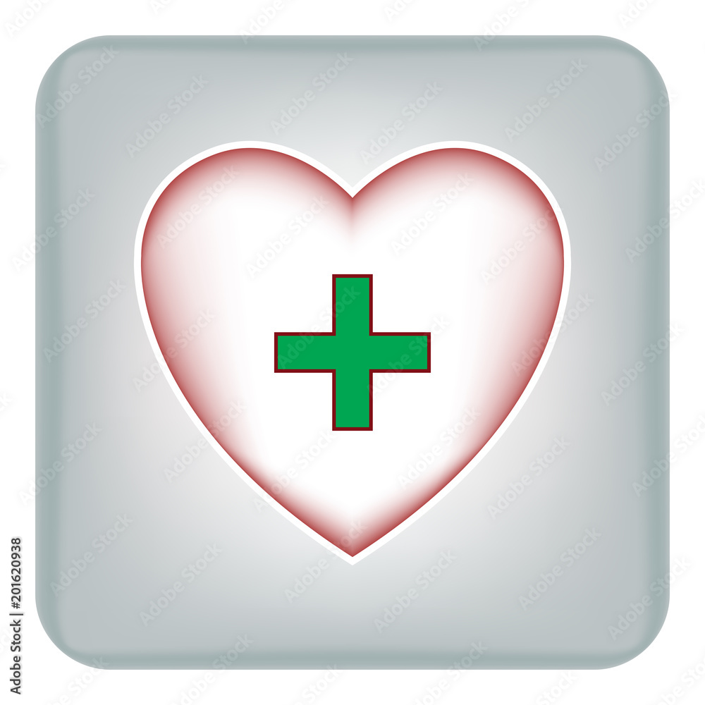 Obraz premium Vector image of the heart icons with a green cross