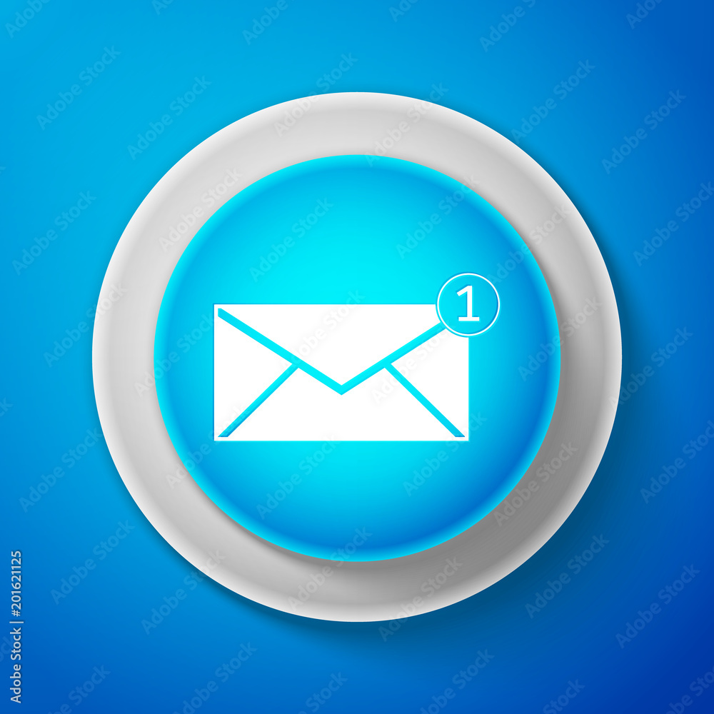 White Envelope icon isolated on blue background. Received message concept. New, email incoming message, sms. Mail delivery service. Circle blue button with white line. Vector Illustration White Envelope icon isolated on blue background. Received message concept. New, email incoming message, sms. Mail delivery service. Circle blue button with white line. Vector Illustration