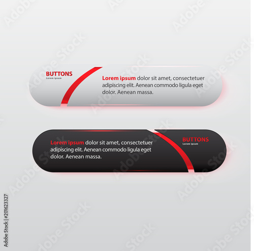 Button premium glossy black and white Red