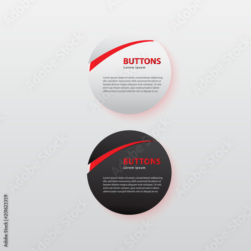 Button premium glossy black and white Red