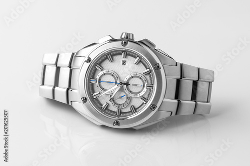 Luxury watch isolated on a white background with clipping path. For design. Titanium watch.