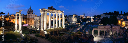 Canvas Print Rome Forum night panorama