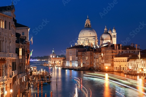 Venice Grand Canal viewed at night