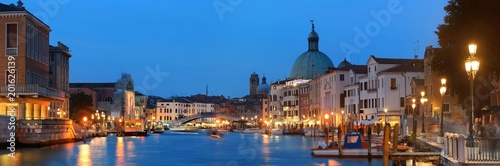 Venice canal night panorama
