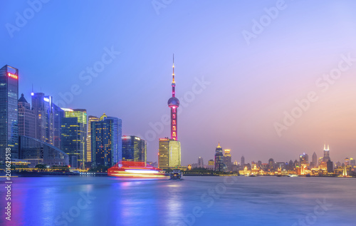Shanghai the Bund Lujiazui architectural landscape nightscape and city skyline