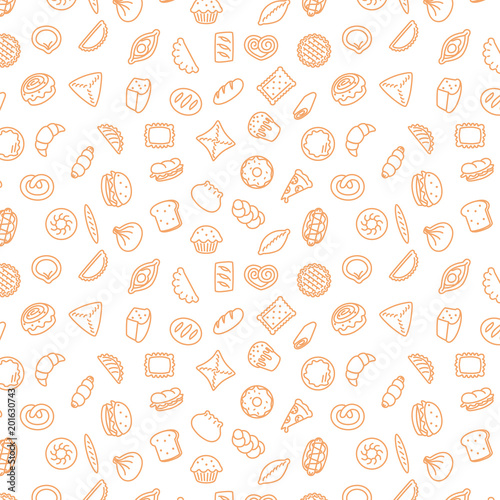 Bakery products. Fast food. Patty pattern stroke